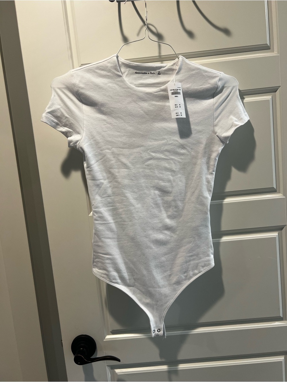 Abercrombie & Fitch White Short-Sleeve Stretch Bodysuit